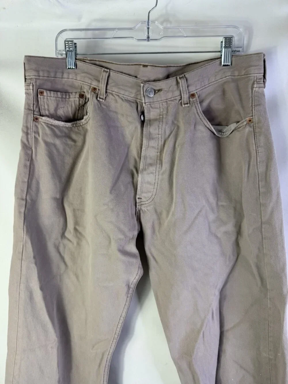 Vintage 90s Levis 501-6048 Button Fly Khaki Jeans Pants Mens 38x32 USA